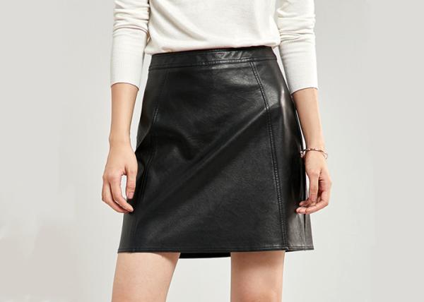 Pleather A Shape Short Ladies Dress Skirt Texture PU Elegant High Waist Slim Skirt