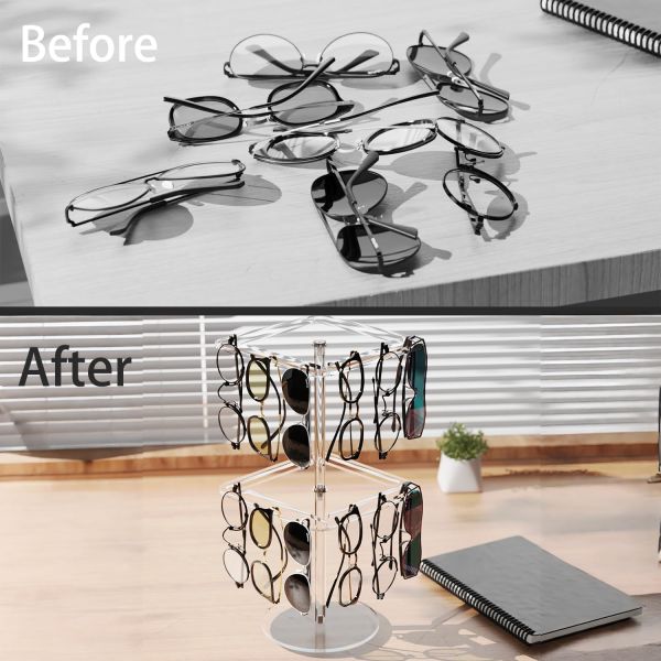 360 Degree Rotating Double Tier Acrylic Display Stand for Sunglasses & Eyeglasses