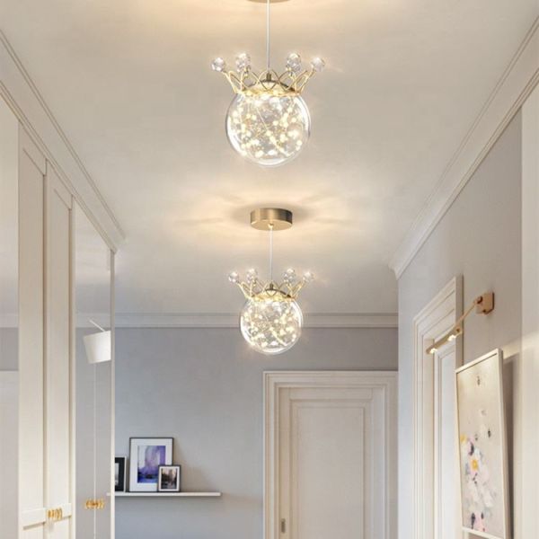 Metal Clear Crystal Pendant Light For Living Room