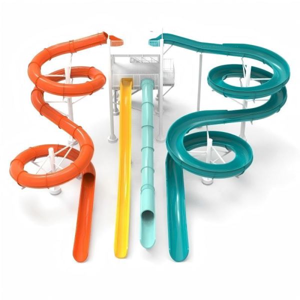 Small High Speed Water Park Slide Double Spiral Combined