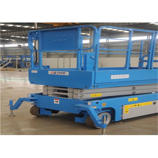 AC Power Rough Terrain Scissor Lift Anti Slip Steel Plate Safety Operation