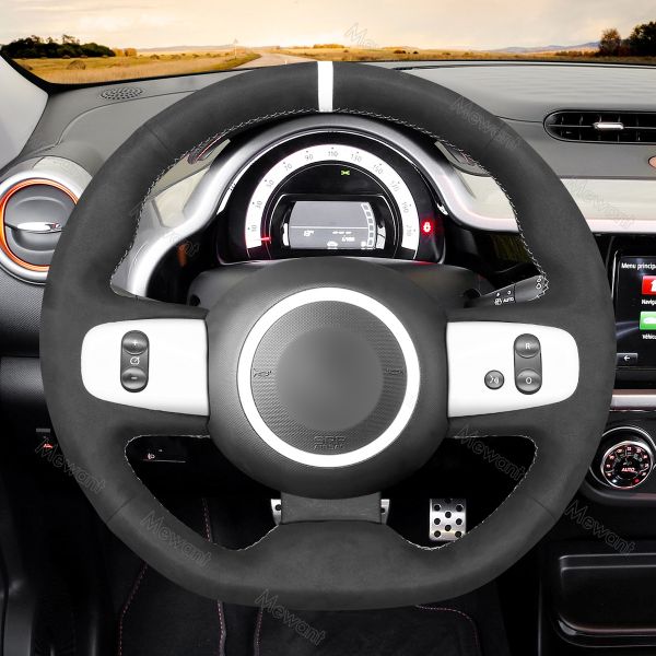 Customized Available Durable Leather Suede Hand Sewing Steering Wheel Cover Wrap for Renault Twingo 3 2014-2020