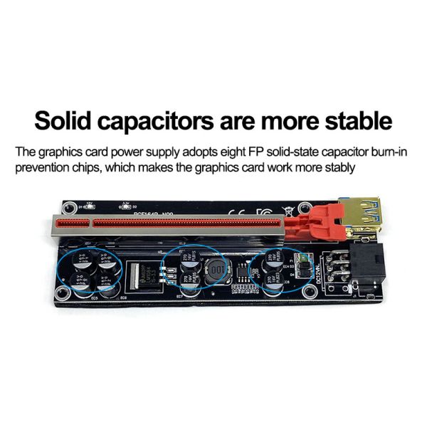 Золото покрыло PCI срочное 1X карты 009s рослости Ver009S PCIE к 16X кабелю USB 3,0 силы 60CM наполнителя 6Pin для видеокарты