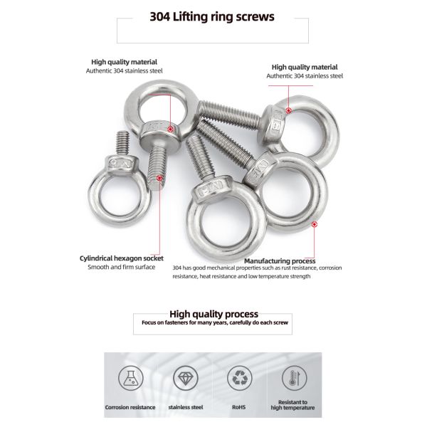 Нержавеющая сталь AISI болтов глаза Din580 круглой головки 304/316 болт подъемной скобы M6 M8 M10