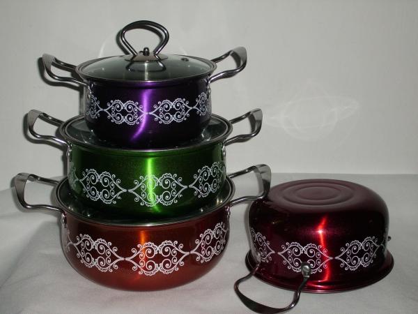 2015 hot double color cookware set & colorful stainles steel pot& cooking pot