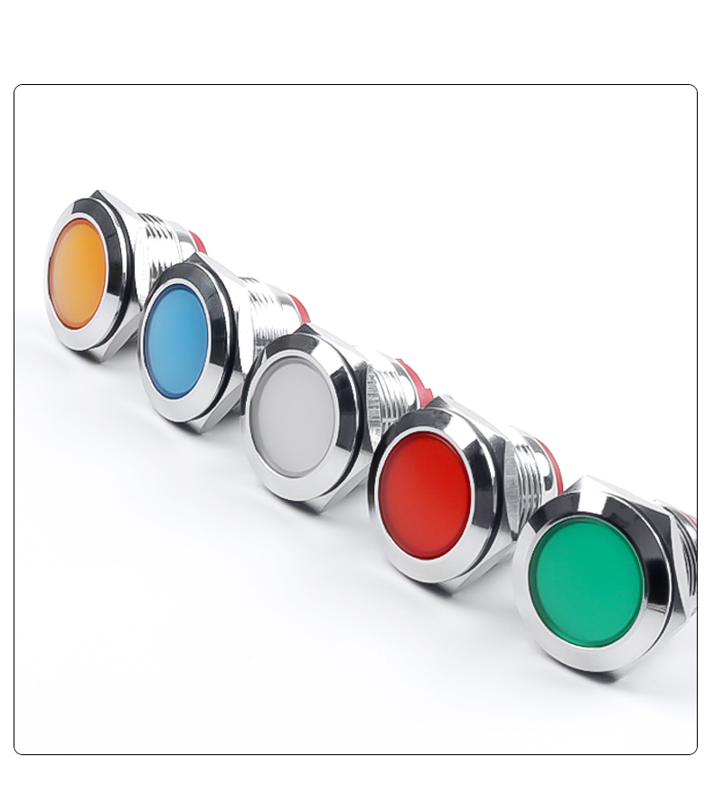 19mm Waterproof LED Signal Lamp Indicator Lights 12V 24V 110V 220V Industrial Source Metal Construction