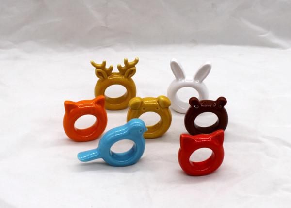 Adorable Ceramic Napkin Holder Animal Design Napkin Ring Dolomite Colors Available