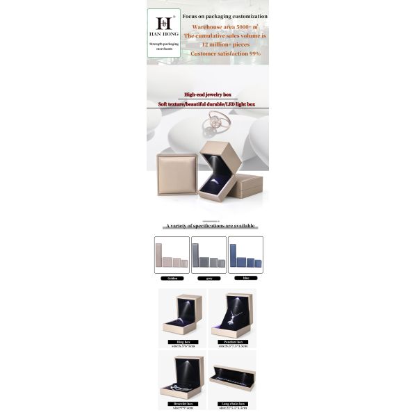 Caja de joyas de LED azul para el embalaje de lujo de los pendientes pulseras collares anillos