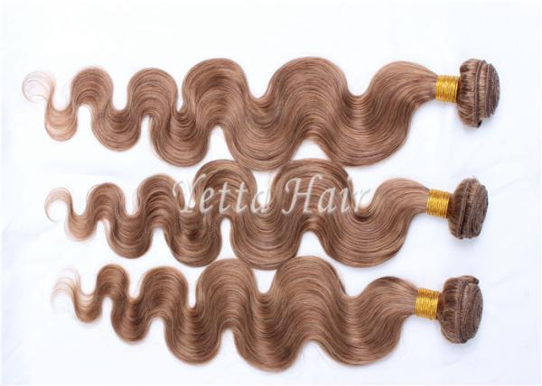 Unprocessed Light Brown Virgin Human Hair Extensions Without Shedding