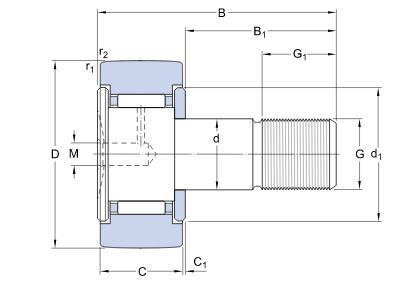 Steel Needle Roller Bearing CF16 Cam Follower KR35 M16X1.5 Cam Rollers