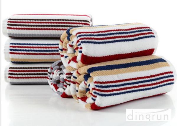 Jacquard Striped Terry Customized Cotton Bath Towels 60*120cm AZO Free