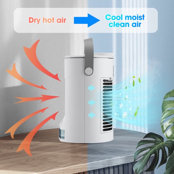 Electric Mini Air Conditioner Portable Cooler Fan for Office Table 2 Pc Water Cooling
