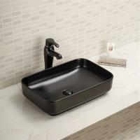 Lavabo rectangular 610X400X145m m de la encimera del fregadero del cuarto de baño del buque del negro del esmalte