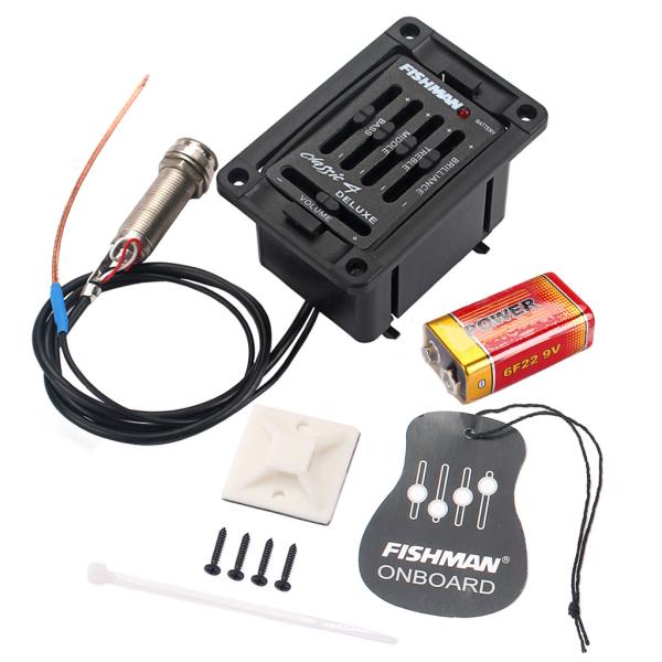 Preamp 4 Bands Equalizador de Guitarra Acústica Piezo Pickup Com Peças de Guitarra Tuner