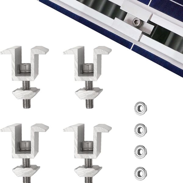 Modern Solar Panel Mid Clamp Clip Silver Solar Panel Fixtures