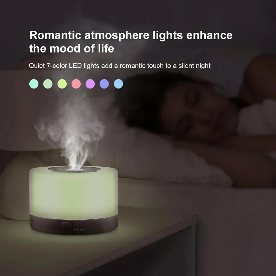 500ml Large Capacity Wood Grain Aromatherapy Essential Oil Diffuser Aroma Humidifier Scent Dispenser With Remote Control