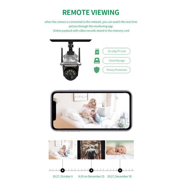 Motion Detection Two-way Audio New Wireless Garden Lights Security Monitoring 4G Solar Camera for Outdoor Use
