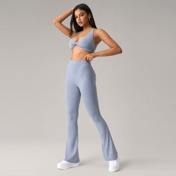 High Waisted Flare Yoga Pants Stretchy Tummy Control Royal Blue for Women Dance