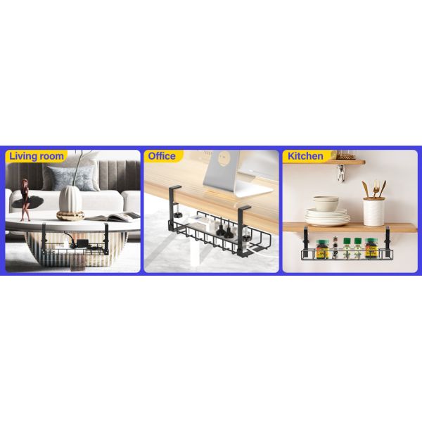 1 mm de espesor debajo de la mesa de cable de gestión de bandeja organizador de alambre con acabado revestido de energía