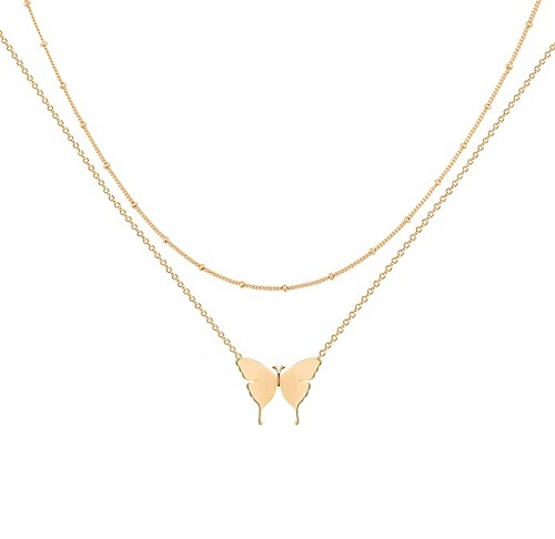 Layered Heart Necklace Pendant Handmade 18k Gold Plated Dainty Gold Choker Arrow Bar Layering Long Necklace for Women