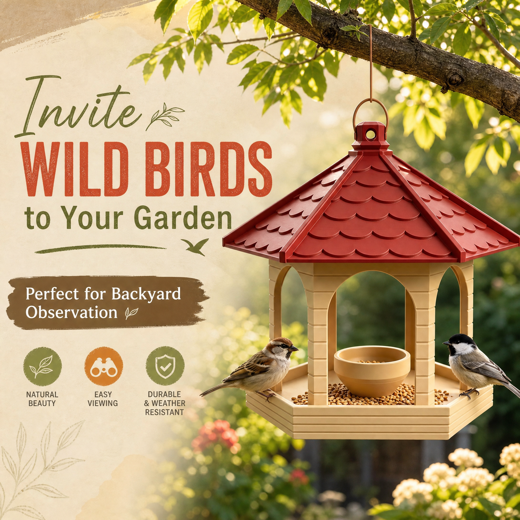 Weather Resistant Pavilion Design 3D Printed Pet Accessories For Outdoor Bird Feeding