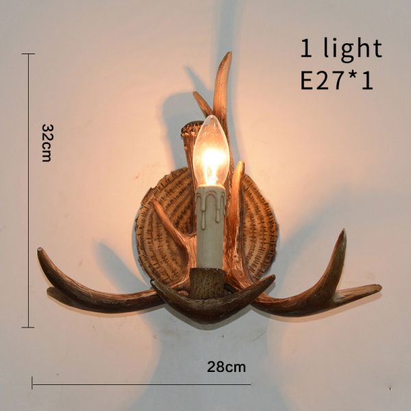 Antique deer antler wall lamp in restaurant bedroom vintage resin wall sconce lamp (WH-VR-69)