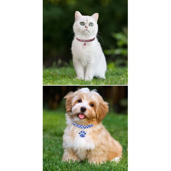 Rhinestone Cat Diamond Collar Blue Red Diamond Collar Necklace For Dogs
