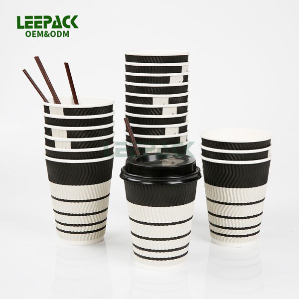 12oz disposable ripple wall paper cup for hot drink,pe COATED COFFEE PAPER CUP WITH LIDS