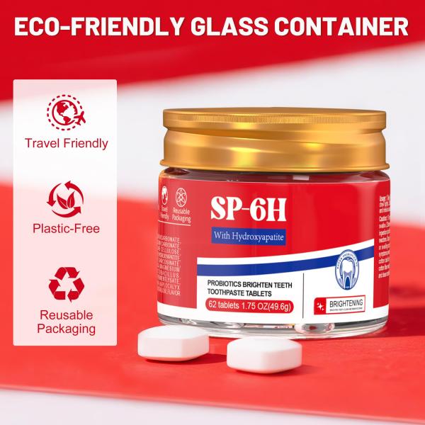 SP-6 Probiotics Hydroxyapatite Tooth Paste Tablets Mint Fresh Travel Size 62 Count No SLS