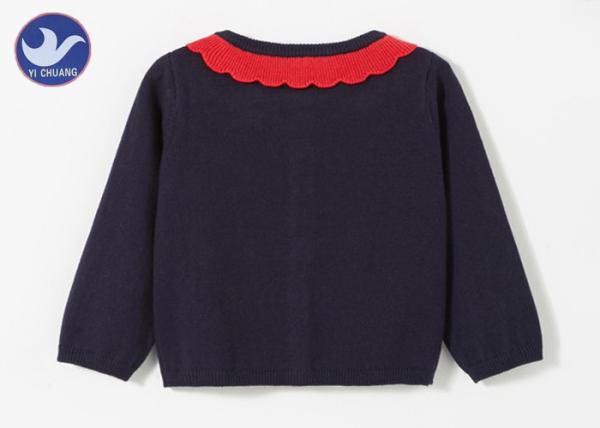Flounce Collar Trim Girls Cardigan Sweaters Buttons Clousure Kid Knitwear