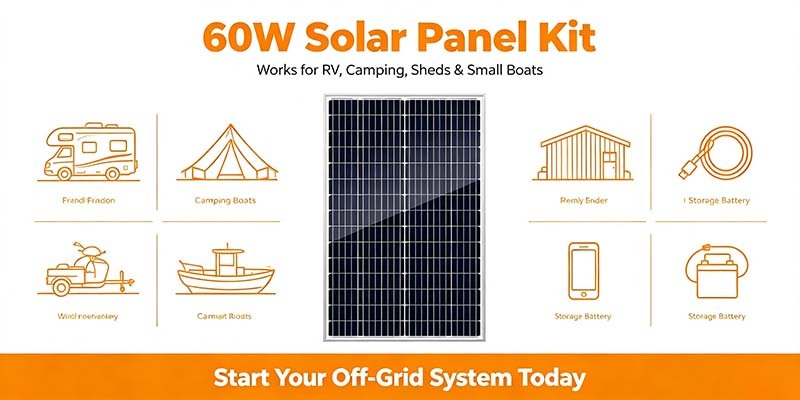 60‑Watt Outdoor Monocrystalline Solar Panel High Mechanical Load Capacity Wind Snow Proof PV Panel