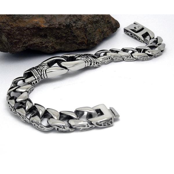 Antique Men's Titanium Stainless Steel  Curb Link Chain Buckle Bracelet 8.5 Inches (JCE204)
