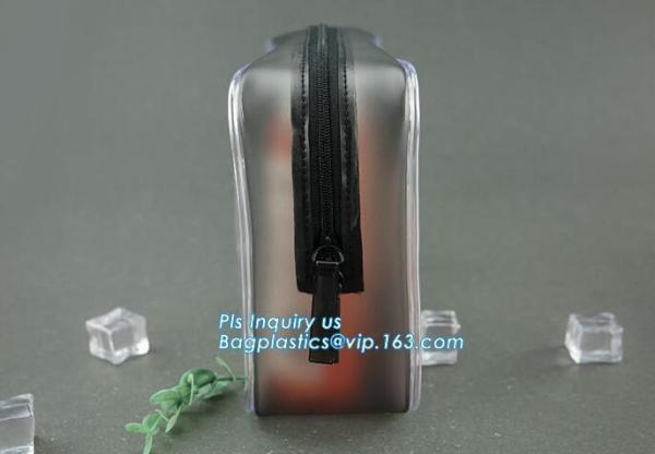 Fashion Packing Cosmetic Bag EVA Pouch, OEM promotional transparent plastic Heat Seal sewing zipper clear pvc cosmetic b