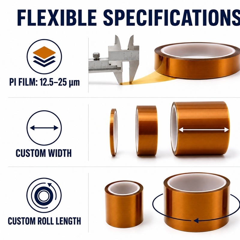 Ultra-Thin Polyimide Tape (Thin PI Tape / Low-Profile Insulation Tape) – Thin PI Film with Silicone or Acrylic Adhesive for PCB, FPC, Battery Tabs and Precision Die Cutting