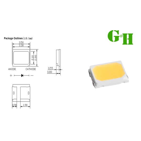 2835 SMD LED Chip 6500K 250LM/W High Efficiency 50000Hrs Lifespan for Grow Plant Light