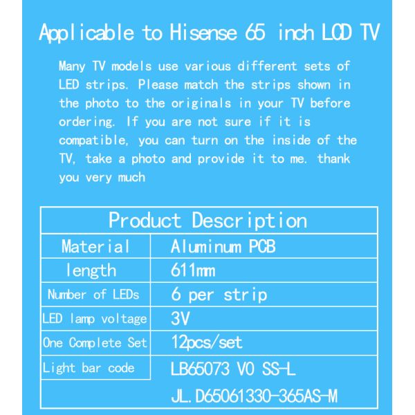 Для Hisense JL.D65061330-003FS-M светодиодные световые ленты 65H6E