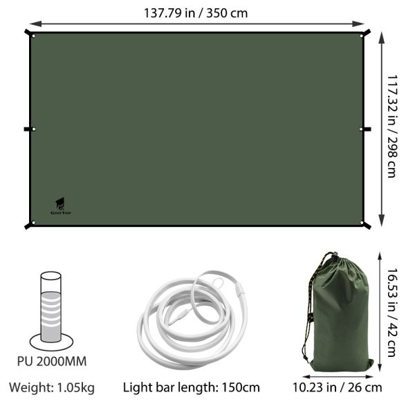 PU2000mm waterproof Hammock 11.5x9.8ft Rain Fly Tent