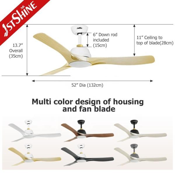 1stshine Reversível Motor LED ventilador de teto com ABS Metal material corpo da lâmpada e 3 lâminas