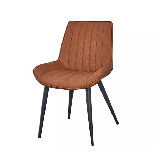 ISO9001 Metal Legs Tan Leather Dining Chairs  Trendy Dining Chairs  wear resistant