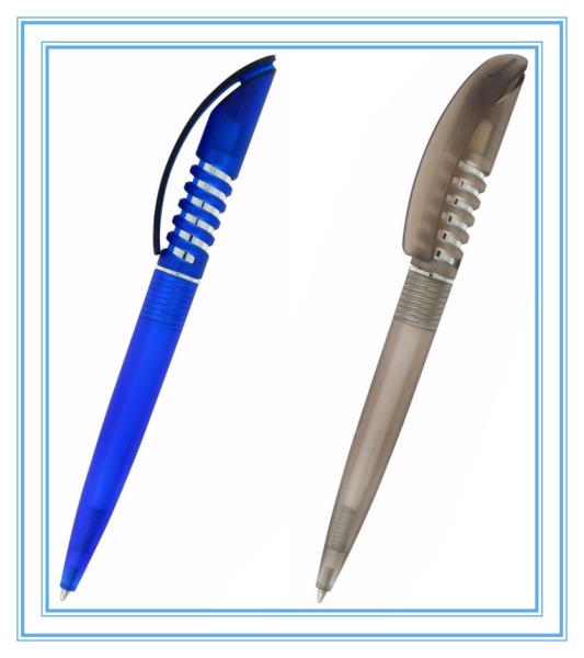 curved clip pen, spring clip plastic ball pen