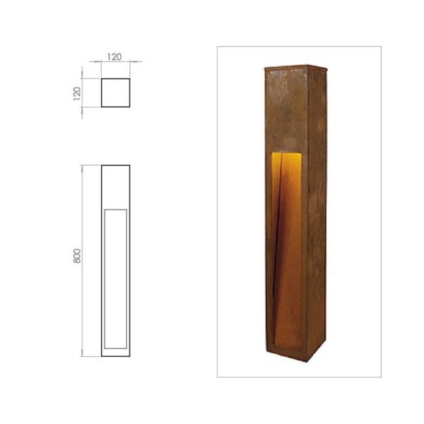 Light Rustic Red Corten Lighting Bollards IP65 IP66 Wear Resistance