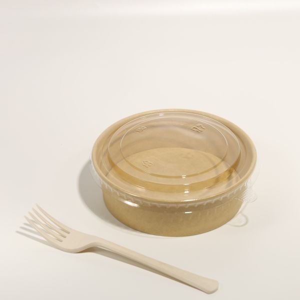 Round Custom Printed Kraft Paper Boxes Paper Takeaway Containers 500ml 1000ml