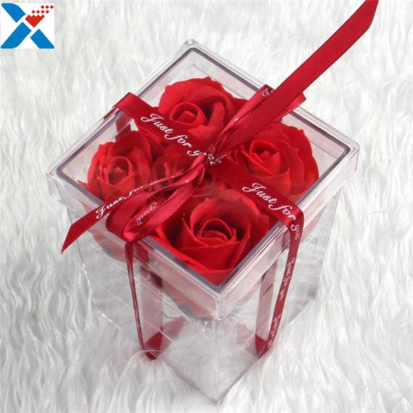 Flower Packing Clear Acrylic Box Display Cases Organizer Rose Gift Box With Cover
