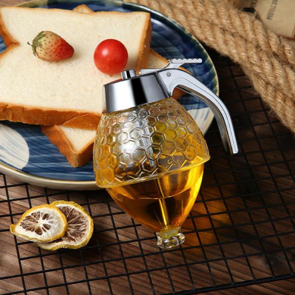 No Drip Plastic Honey Sugar Syrup Dispenser Container With Storage Stand / Stopper
