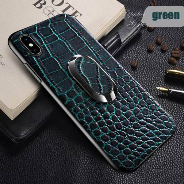 Café Anel Magnético Único Crocodilo Cobertura de telefone de couro genuíno para iPhone 15 Pro Max