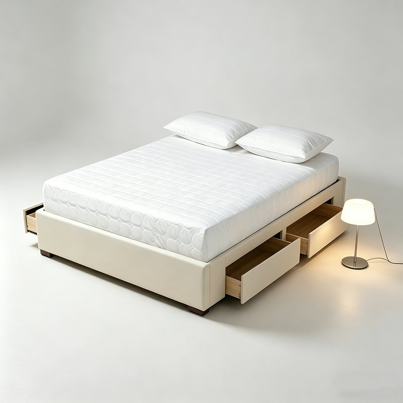 New Style Bed Has Ample Built-in Drawer Compartments