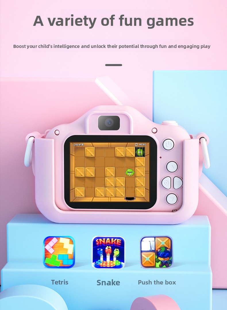 New Cartoon Children's Camera Capable Recording Full HD Video Dual-camera SLR Digital Camera Toy MicroSD Plastic Body 8x Filter
