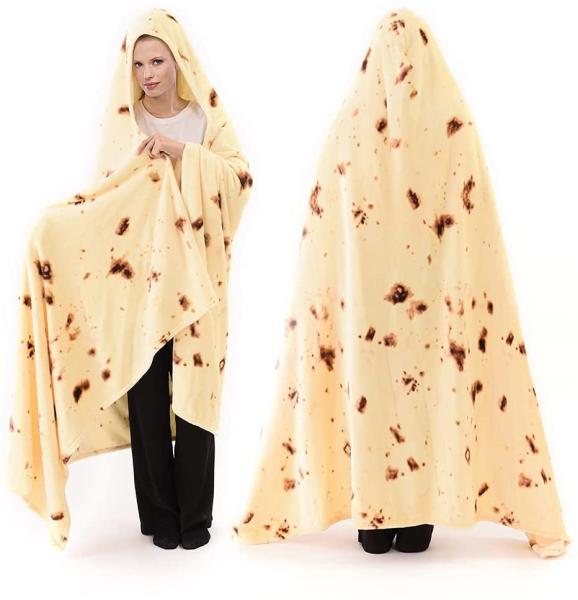 60 X 80Inch  Burritos Tortilla Wearable Hooded Blanket