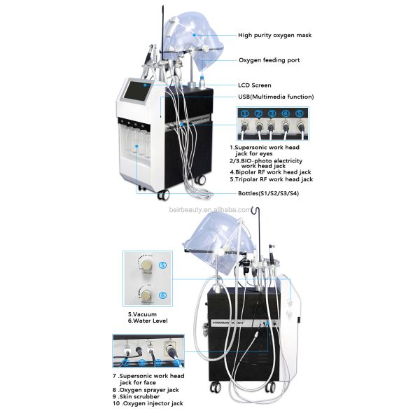 11 en 1 máquina facial de la dermoabrasión de la piel para el dispositivo del rejuvenecimiento de la piel del ultrasonido de las cicatrices del acné