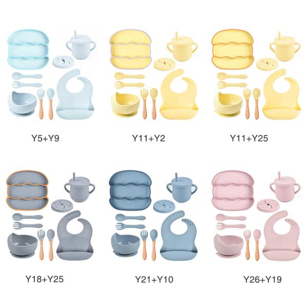 Yellow Food Grade Silicone Bib And Bowl Set Eco BPA Free Silicone Feeding Set